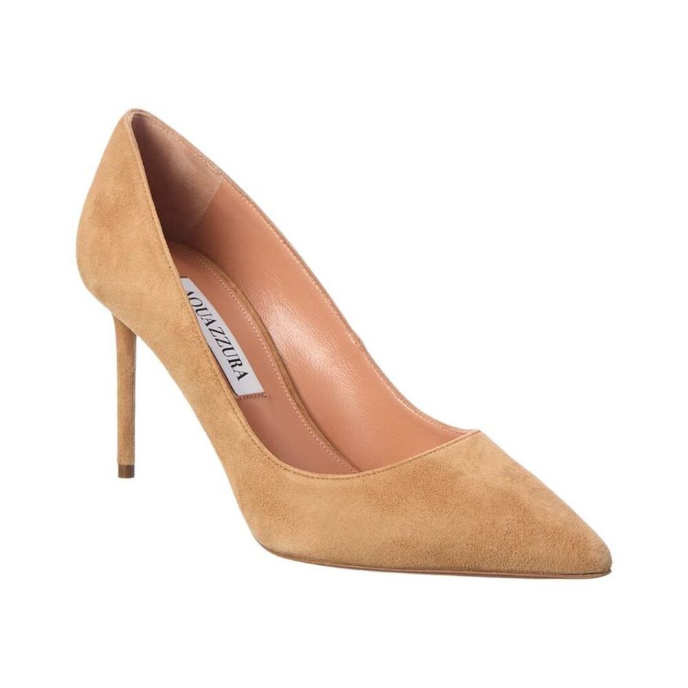 Aquazzura Purist 85 Suede Pump, Brown
